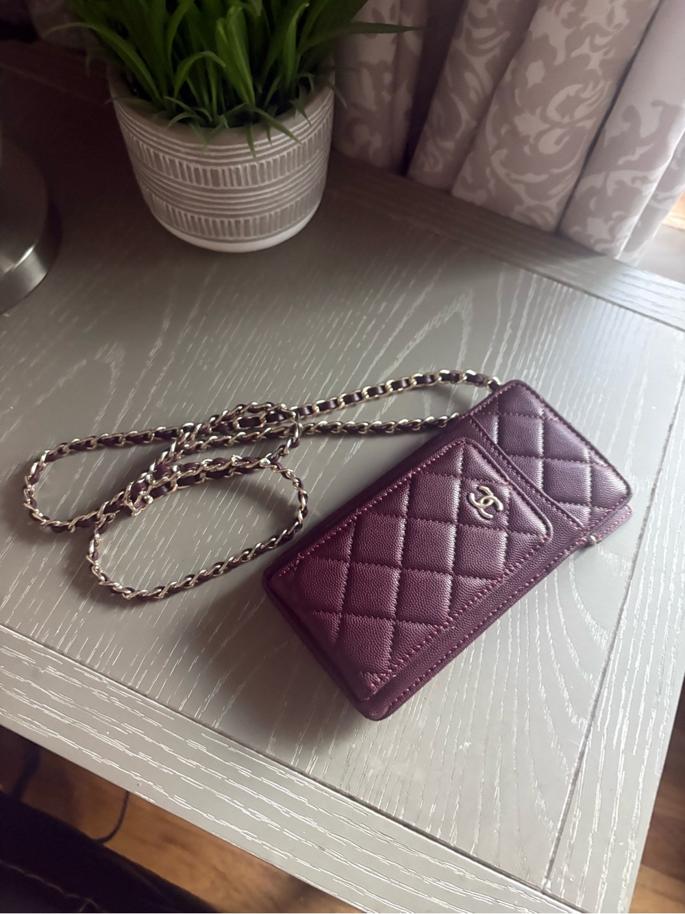 FASHION Quilted Phone Holder Crossbody Card Holder - Burgundy/Maroon
